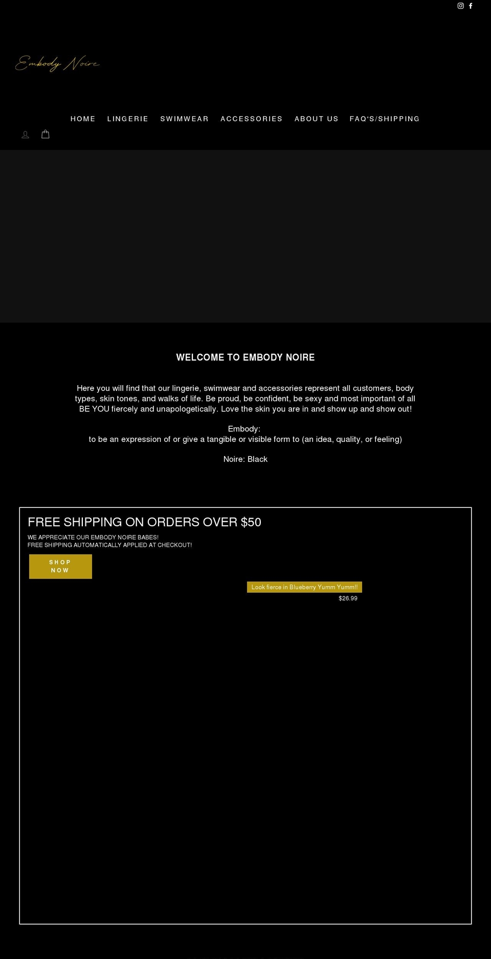 embodynoire.com shopify website screenshot