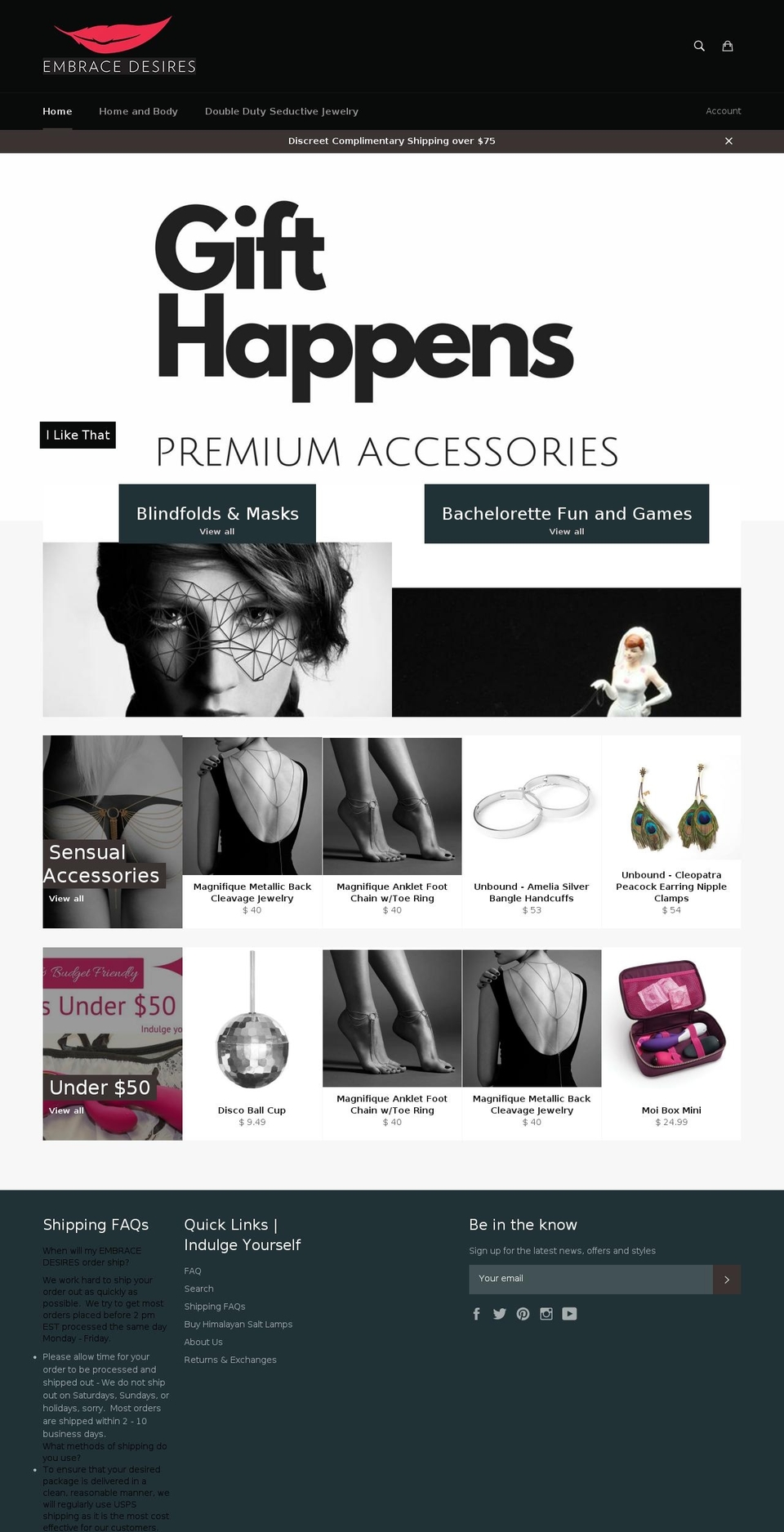 embracedesires.myshopify.com shopify website screenshot