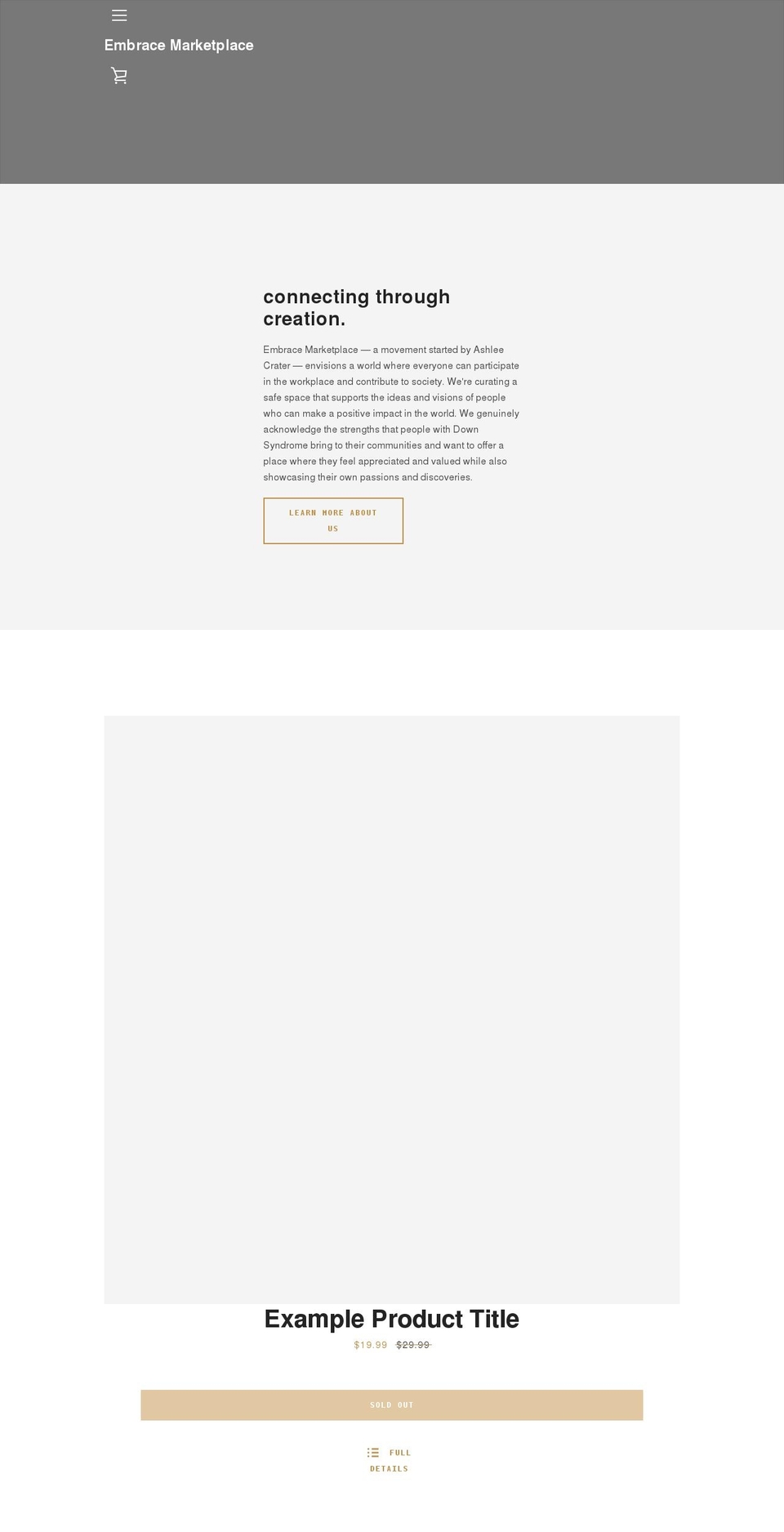 embracemarketplace.com shopify website screenshot