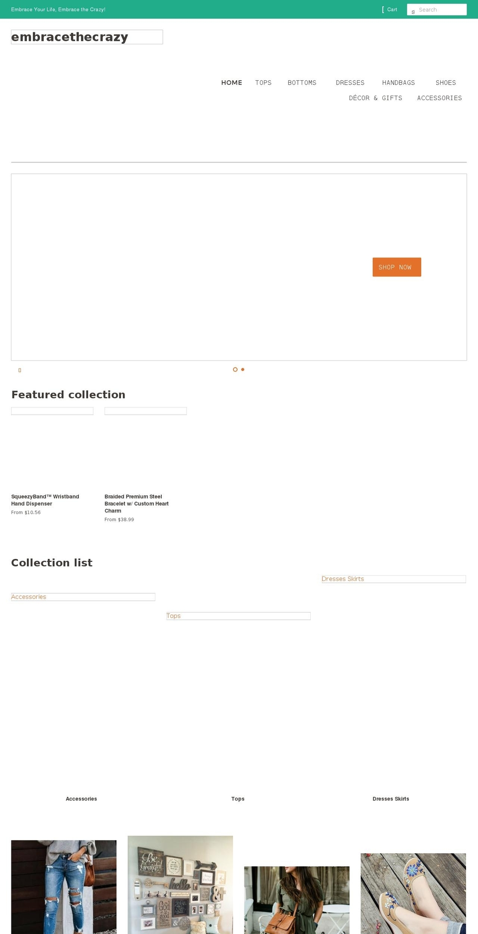 embracethecrazy.net shopify website screenshot