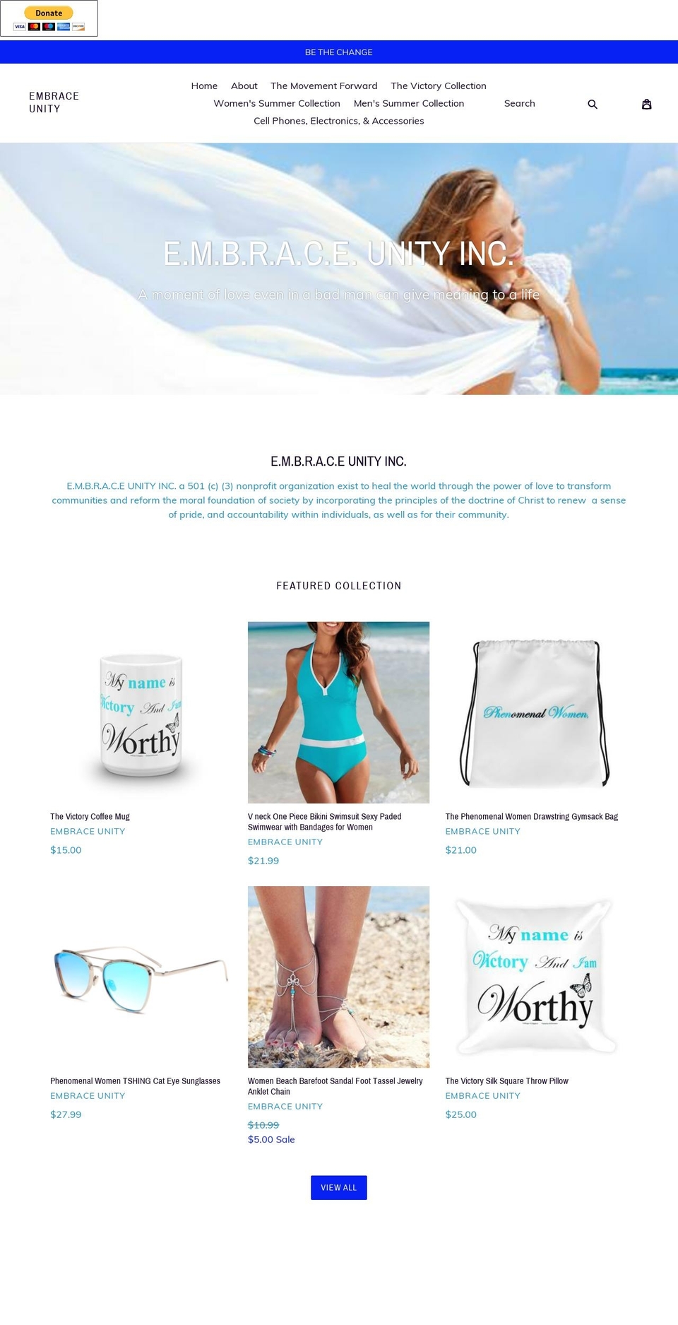 embraceunityinc.org shopify website screenshot