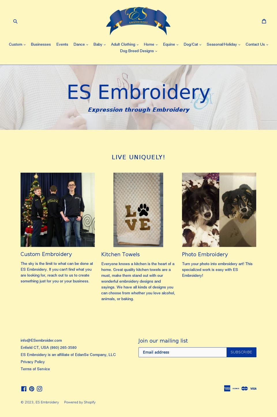 embroiderct.com — Shopify storefront screenshot