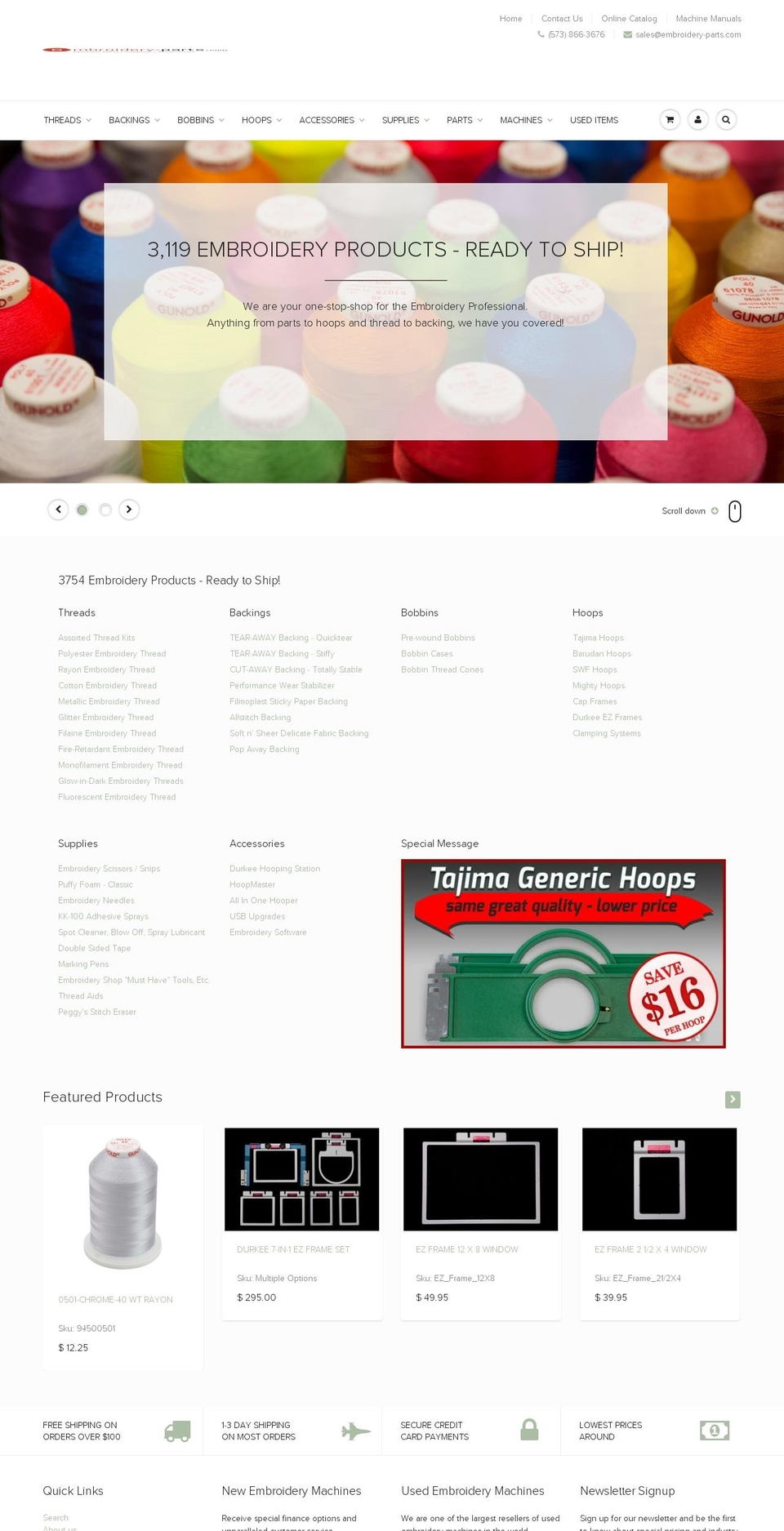 embroidery-parts.com shopify website screenshot