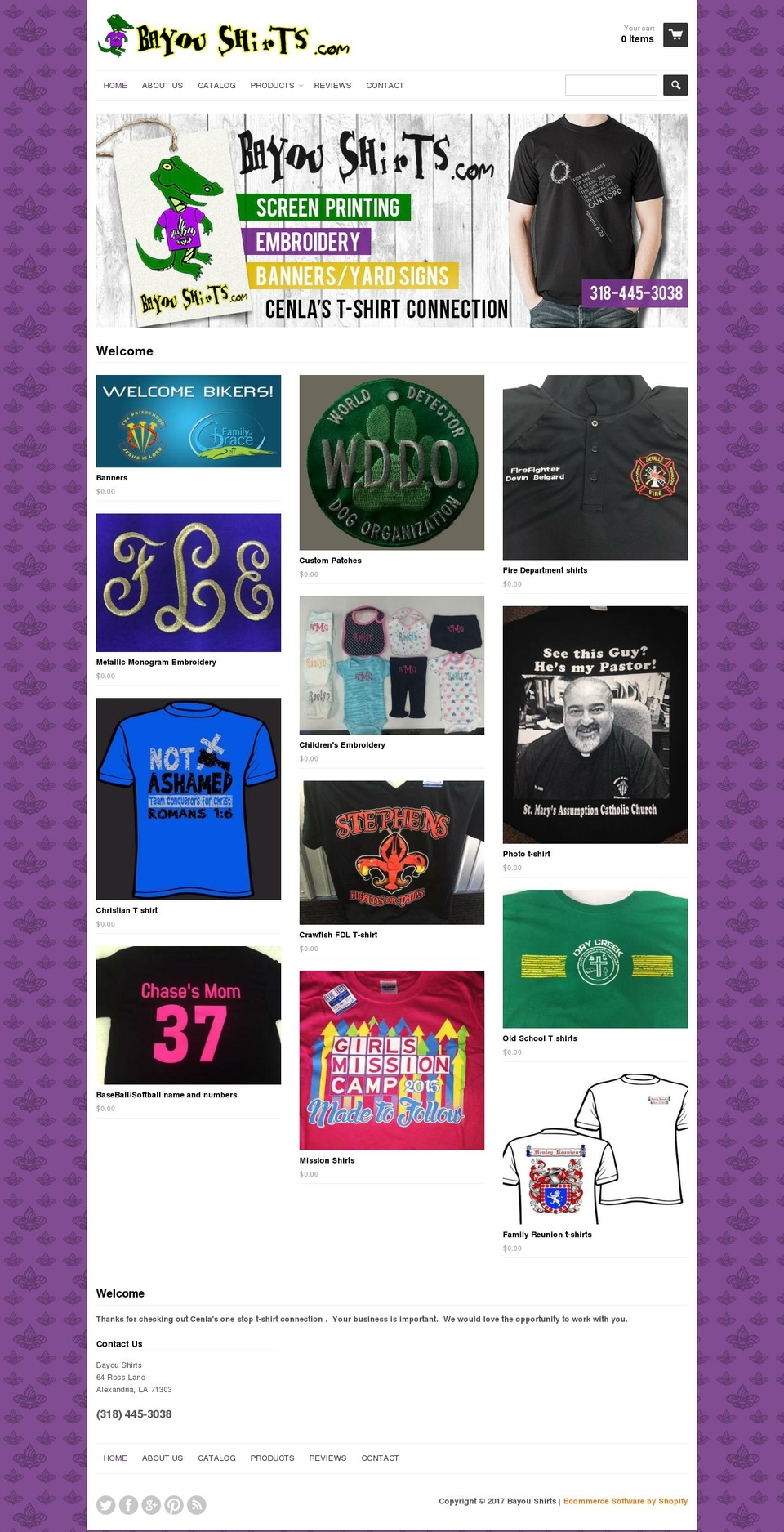embroideryalexandriala.com shopify website screenshot