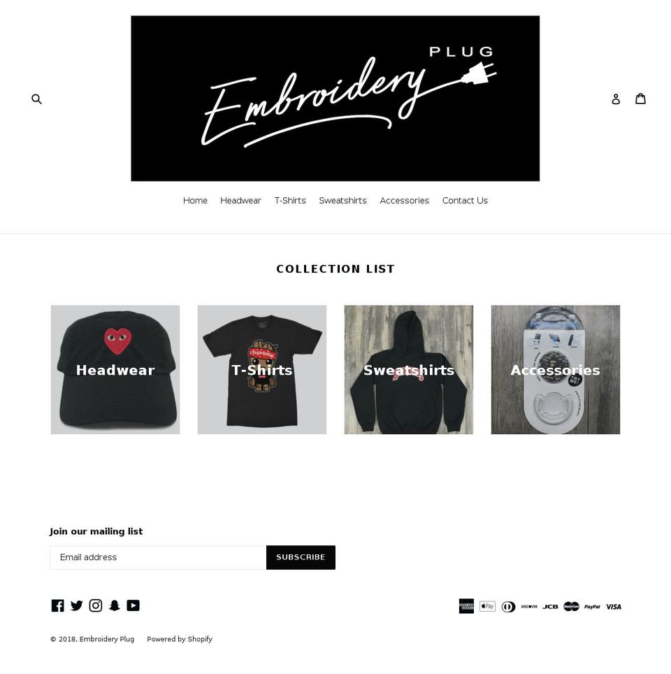 embroideryplug.com shopify website screenshot