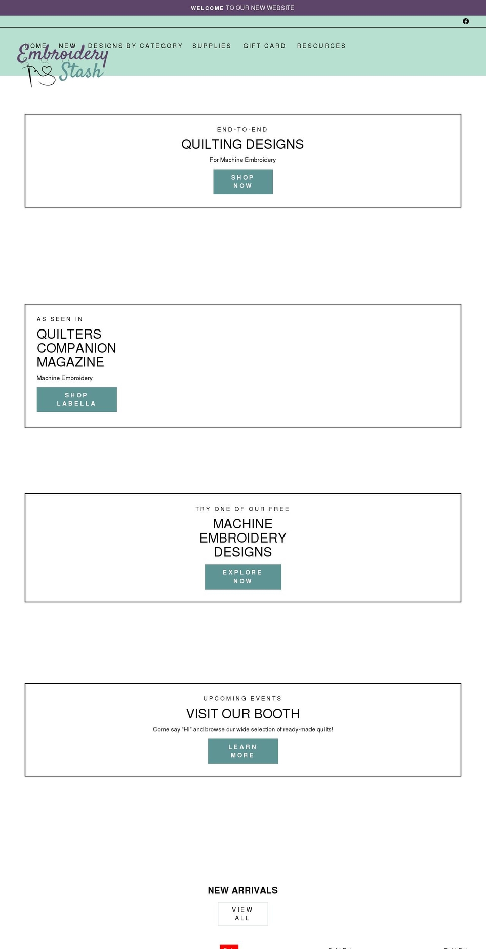 embroiderystash.com shopify website screenshot