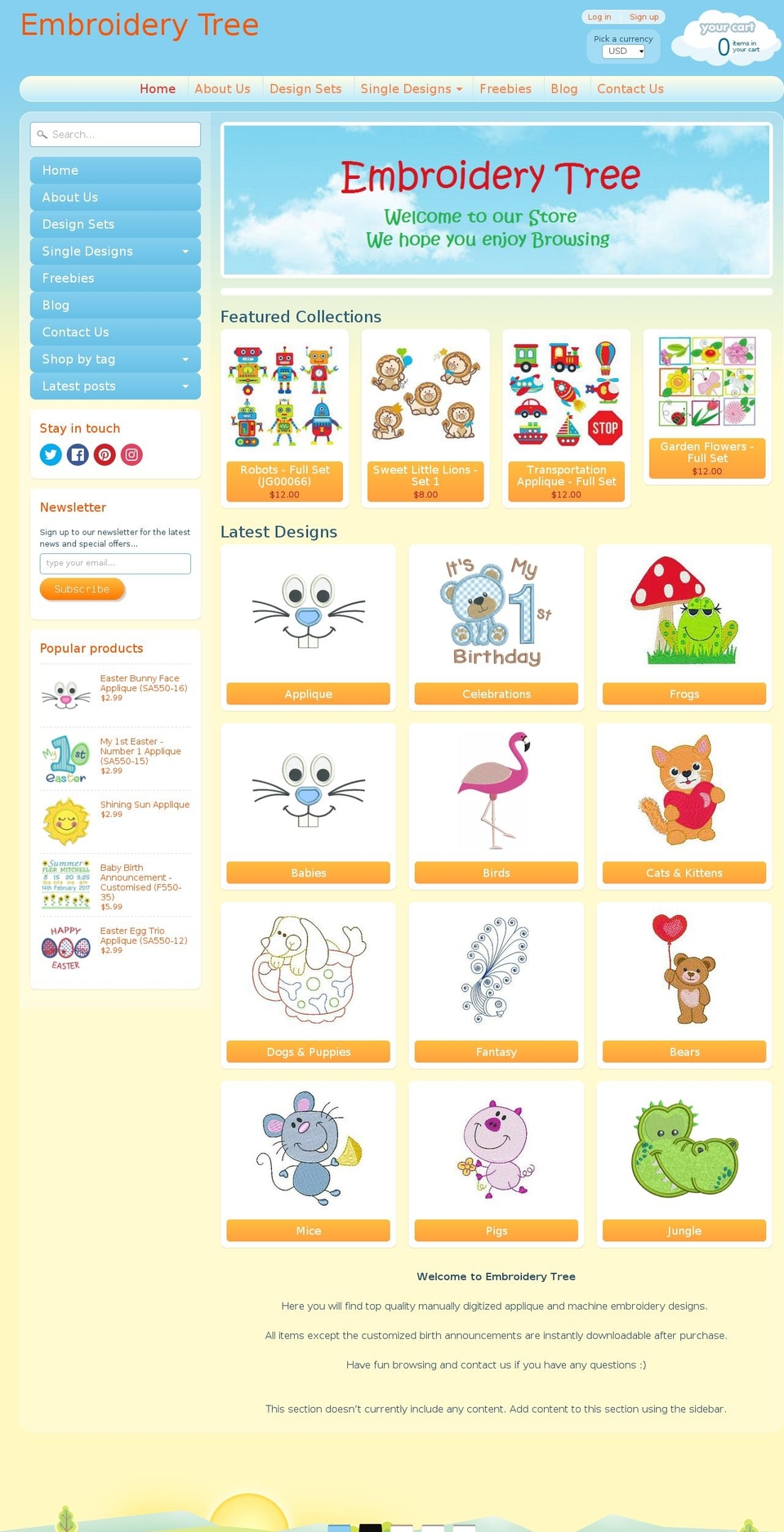 embroiderytree.com shopify website screenshot