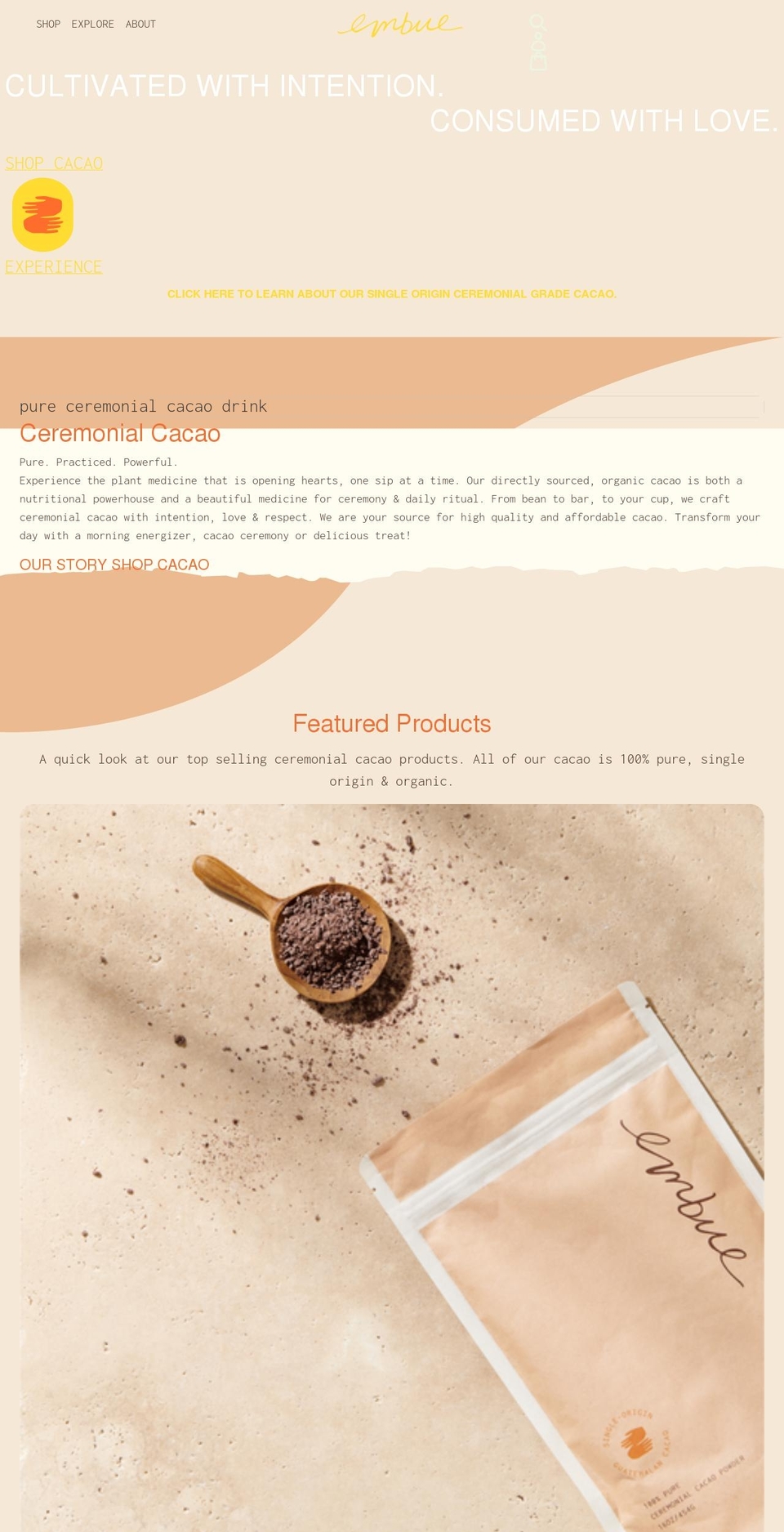 embuecacao.com shopify website screenshot