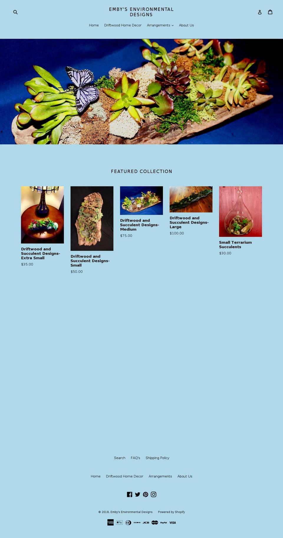 embysdesigns.com — Shopify storefront screenshot