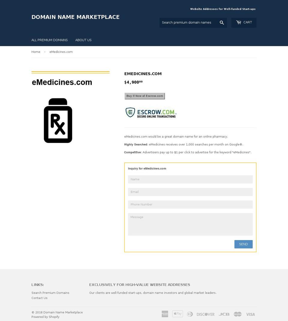 emedicines.org shopify website screenshot