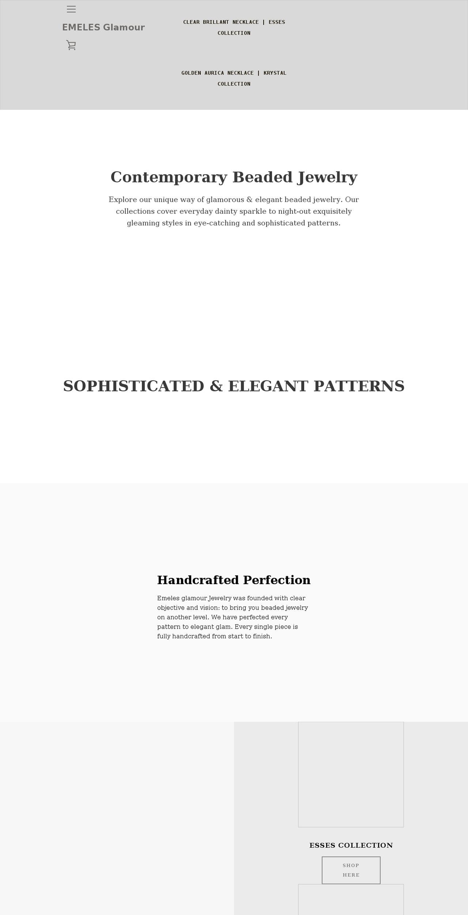 emelesglamour.com shopify website screenshot