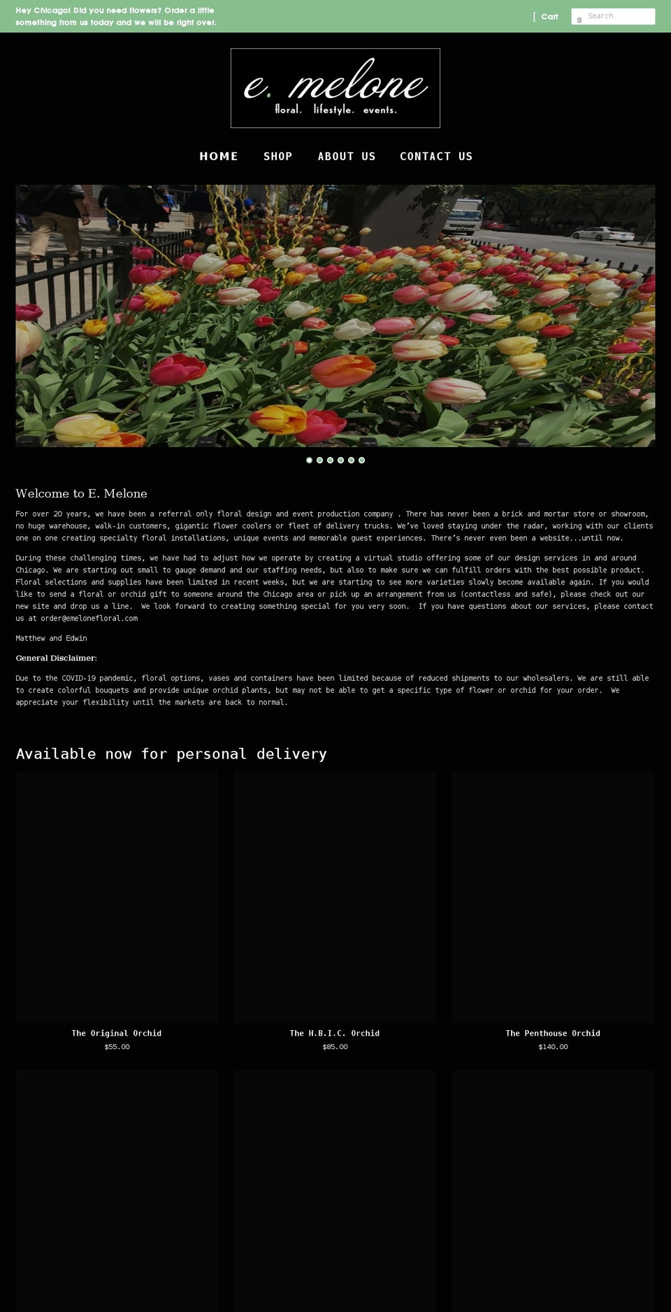 emelonefloral.com shopify website screenshot