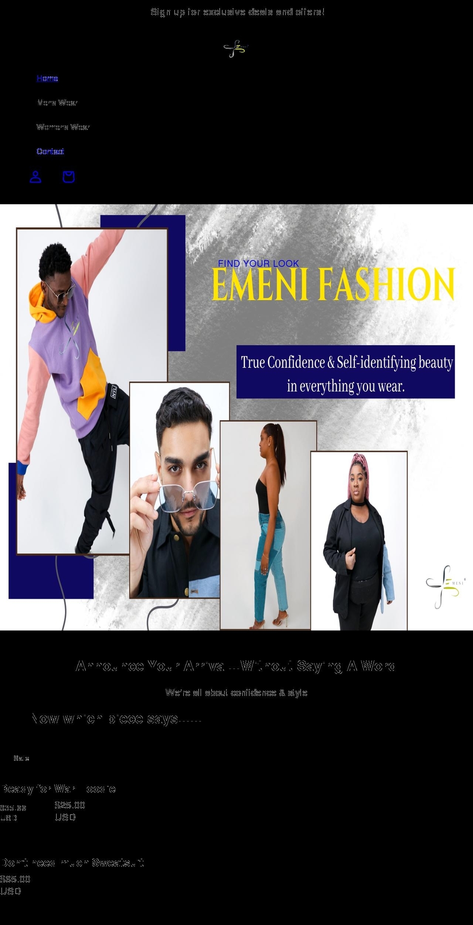 emenifashion.com shopify website screenshot