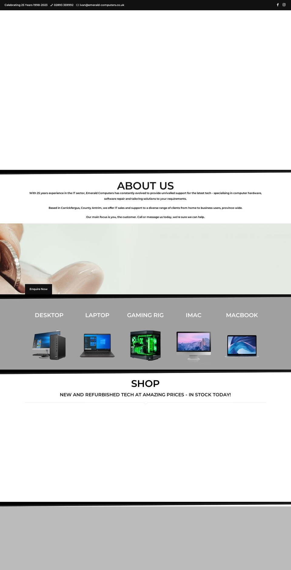 emerald-computers.co.uk shopify website screenshot