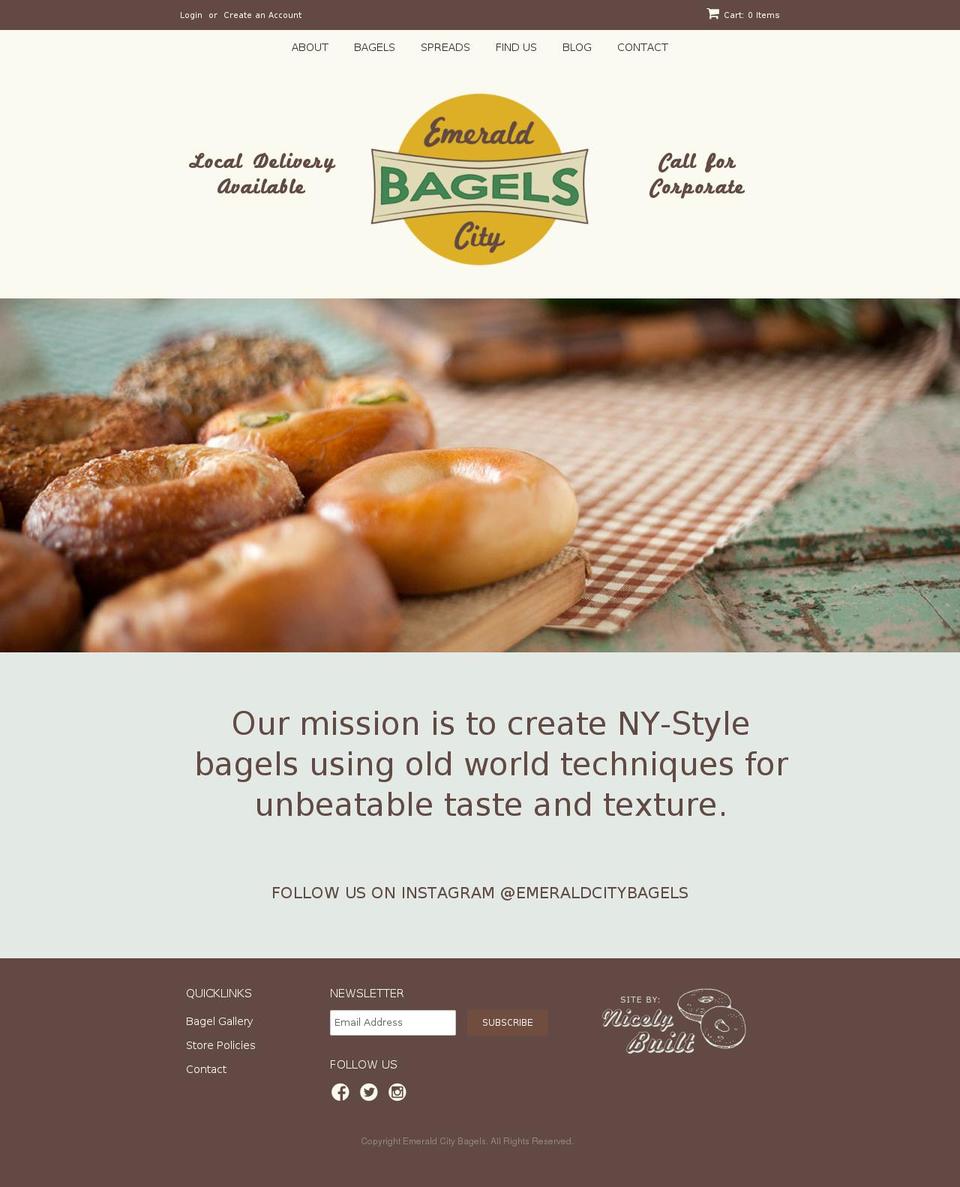 Emerald City Bagels Shopify theme site example emeraldcitybagels.com