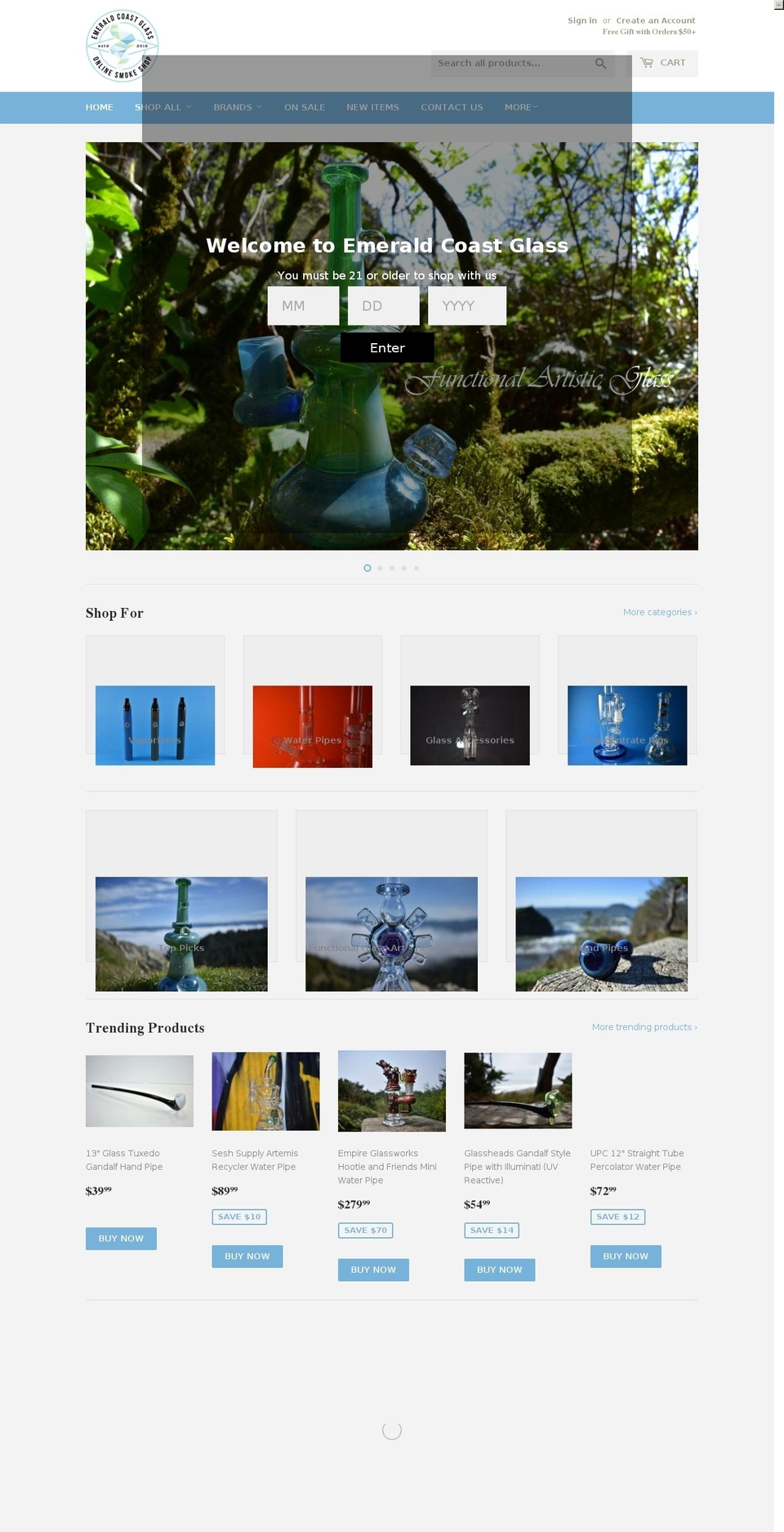 emeraldcoastglassconnect.com shopify website screenshot