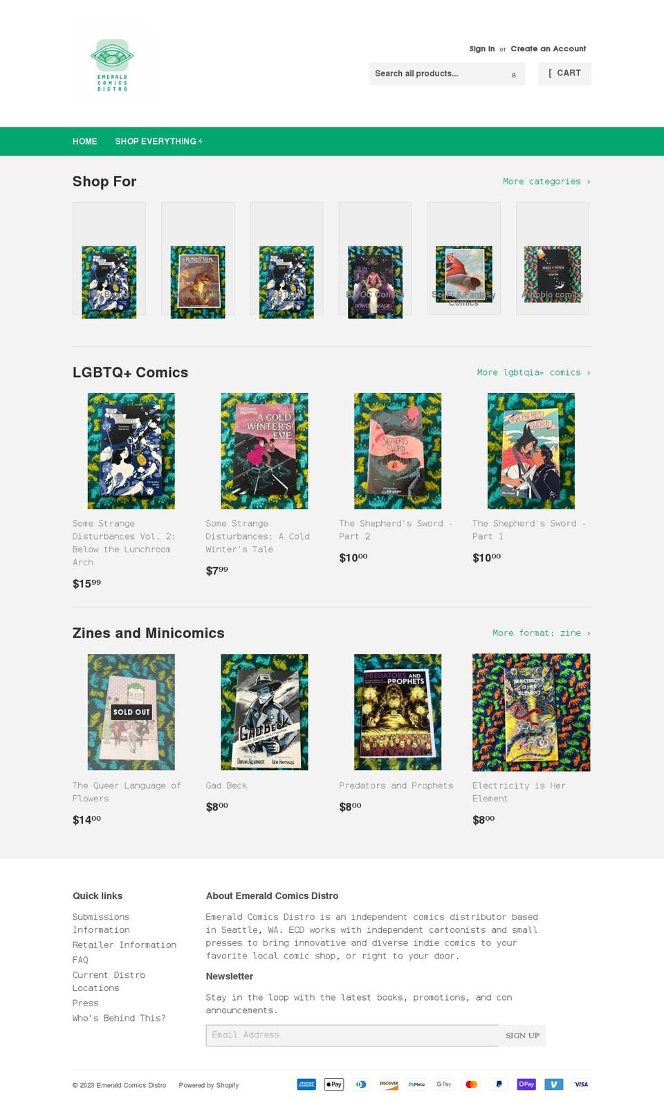 emeraldcomicsdistro.com shopify website screenshot
