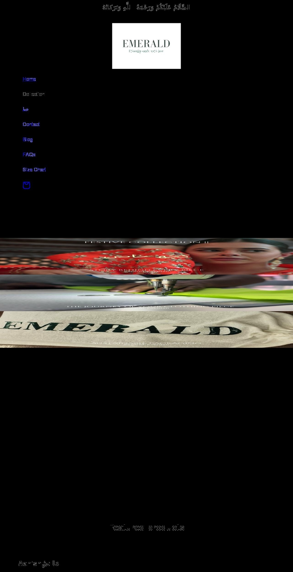emeraldethnicwear.com shopify website screenshot