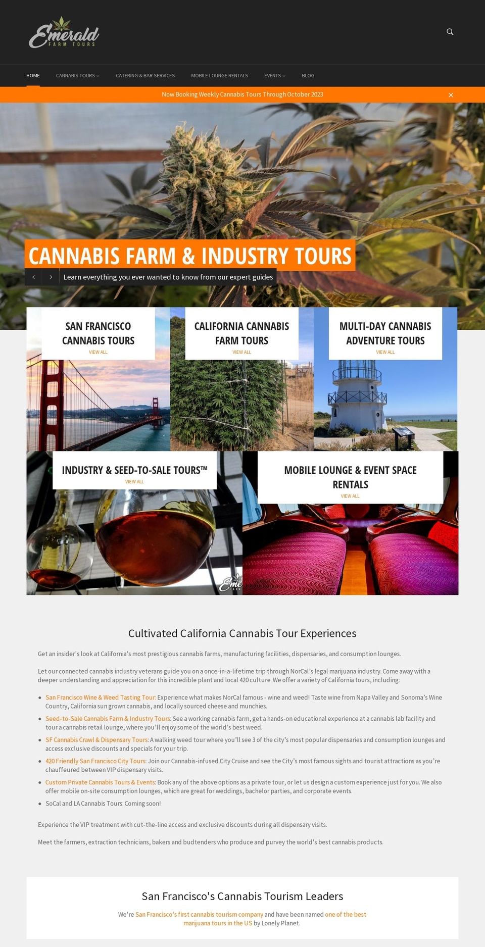 emeraldfarmtours.com — Shopify storefront screenshot