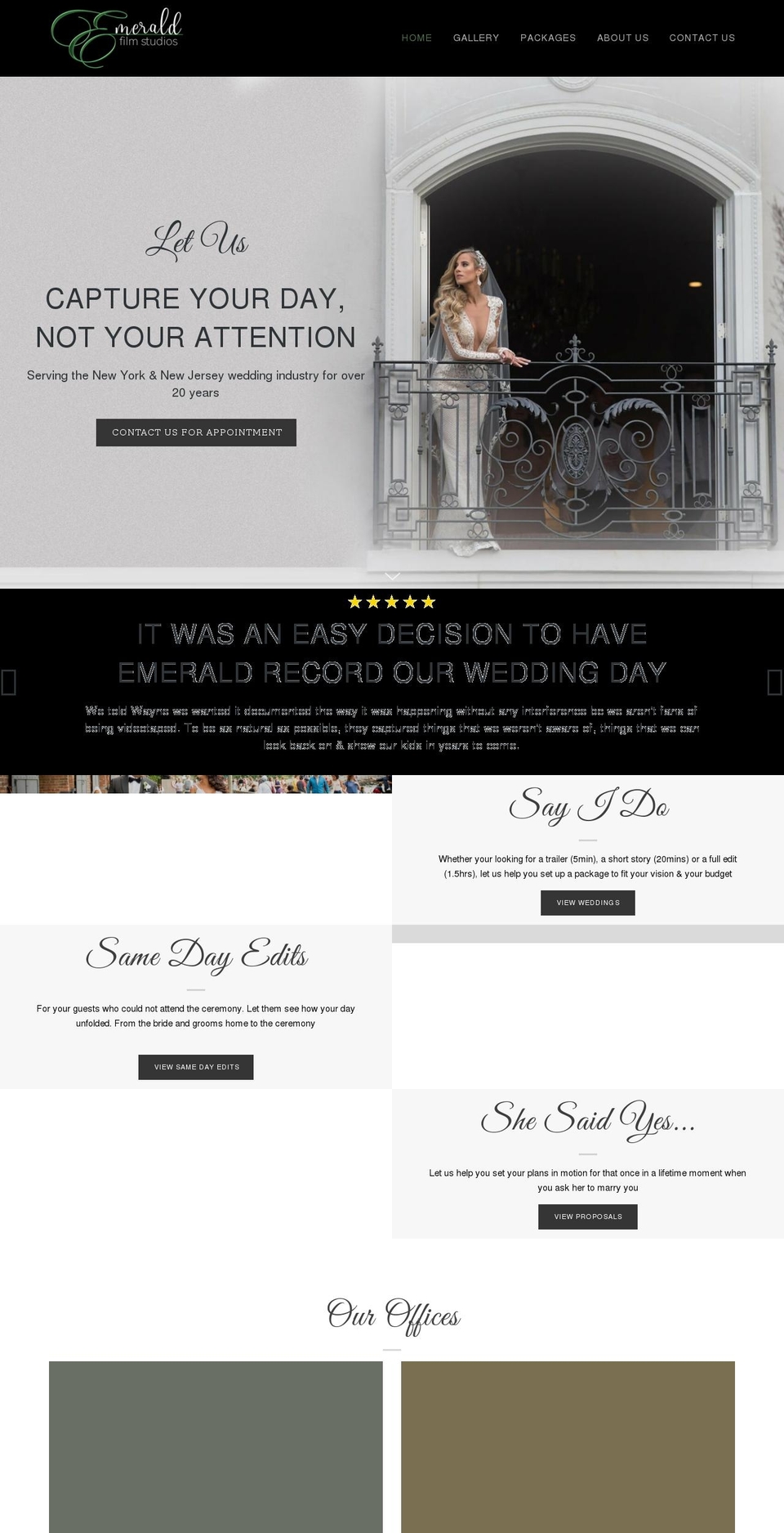 emeraldfilms.com shopify website screenshot
