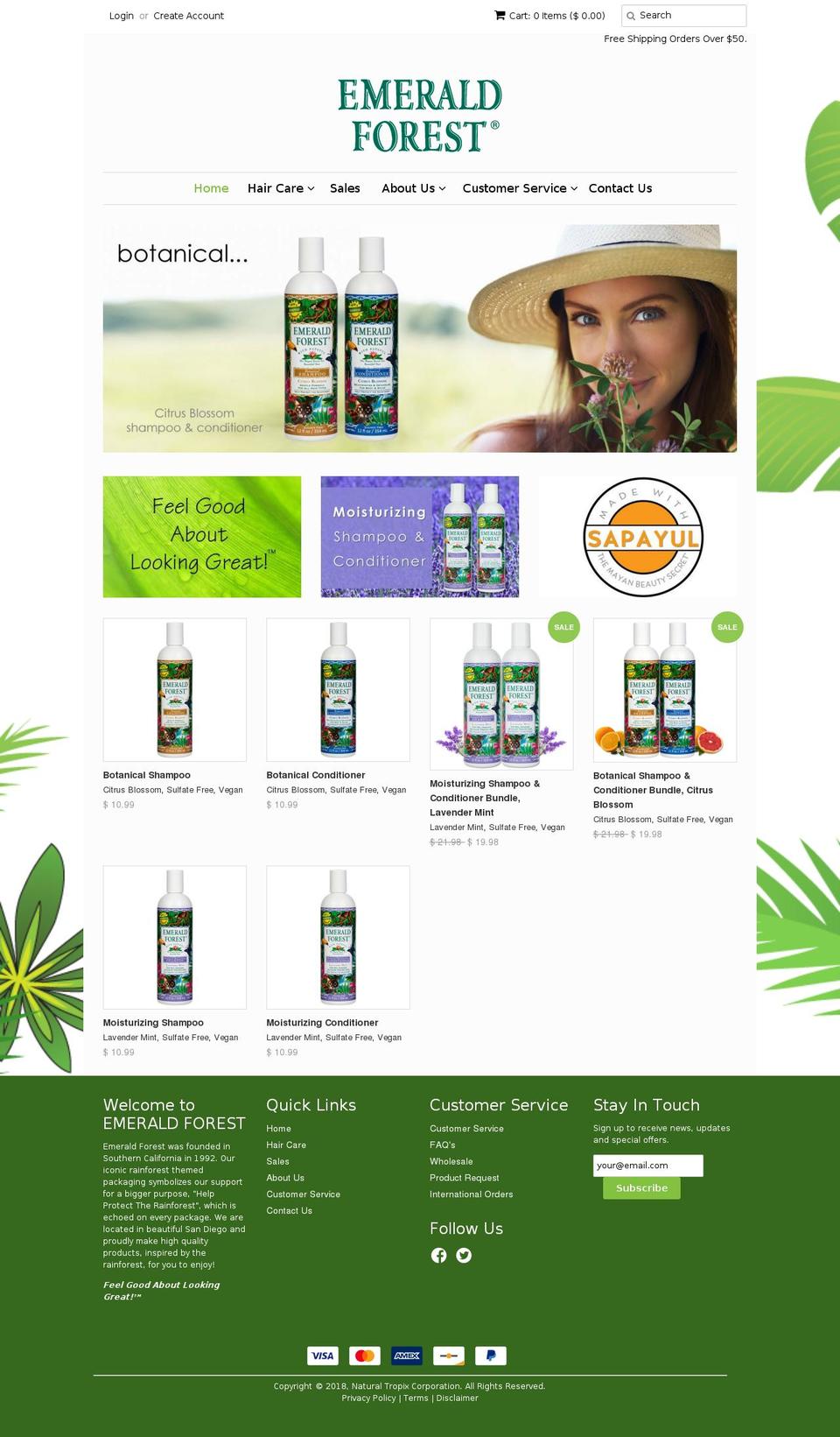 emeraldforestusa.com shopify website screenshot