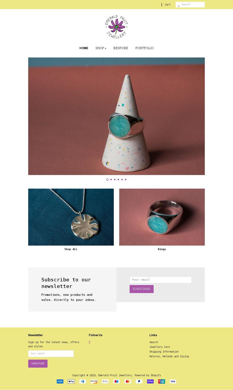 emeraldfruitjewellery.com shopify website screenshot