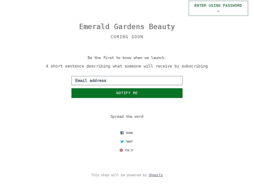 emeraldgardensbeauty.com — Shopify storefront screenshot