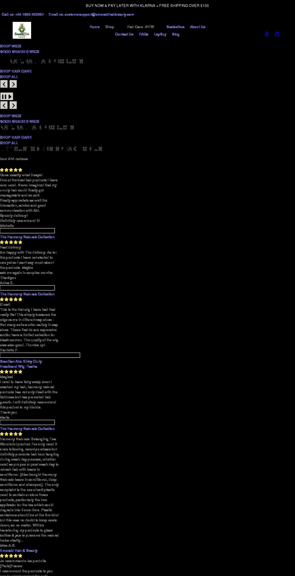emeraldhairbeauty.com shopify website screenshot