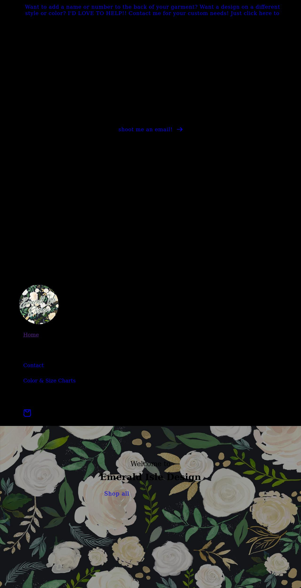 emeraldisledesign.com shopify website screenshot