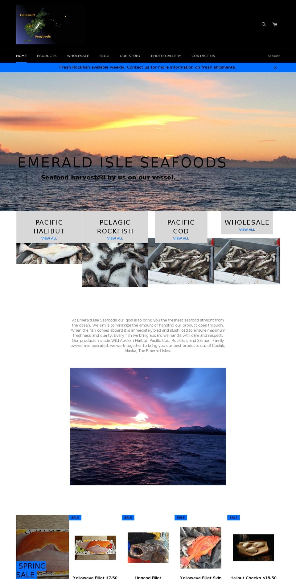 emeraldisleseafoods.com — Shopify storefront screenshot