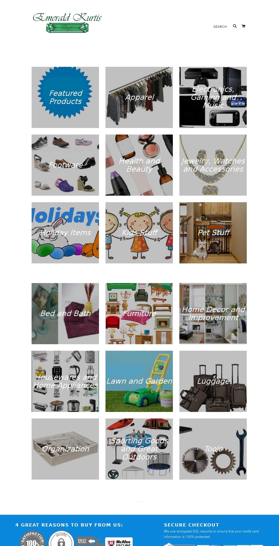 emeraldkurtis.com — Shopify storefront screenshot