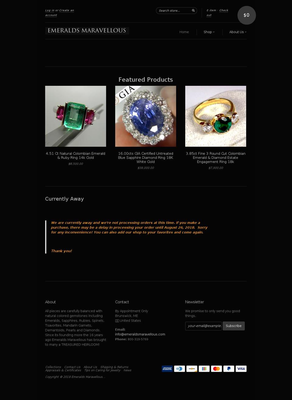 emeraldsmaravellous.com shopify website screenshot
