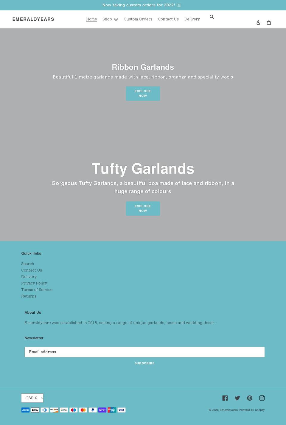 emeraldyears.com shopify website screenshot