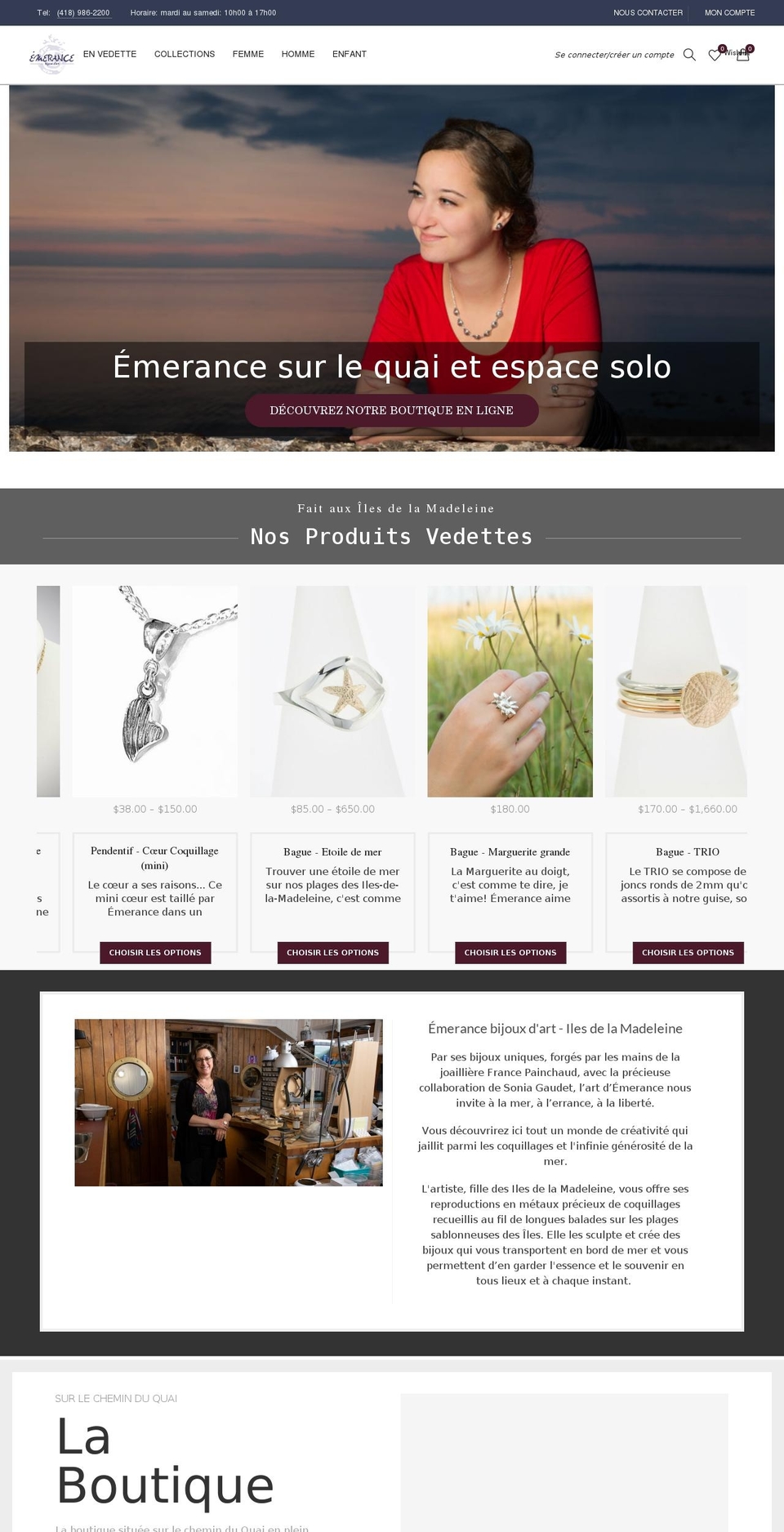 emerancebijoux.com shopify website screenshot