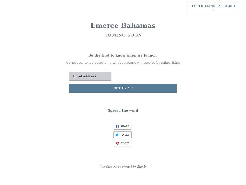 emerce-bahamas.myshopify.com shopify website screenshot