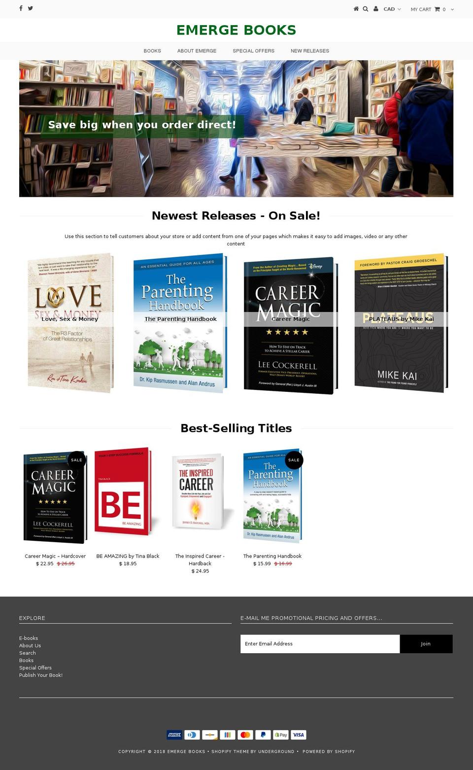 emergebooks.com — Shopify storefront screenshot