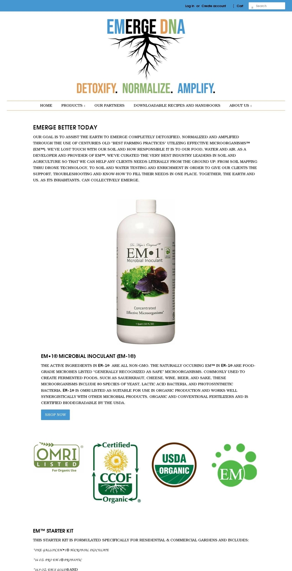 emergedna.com shopify website screenshot