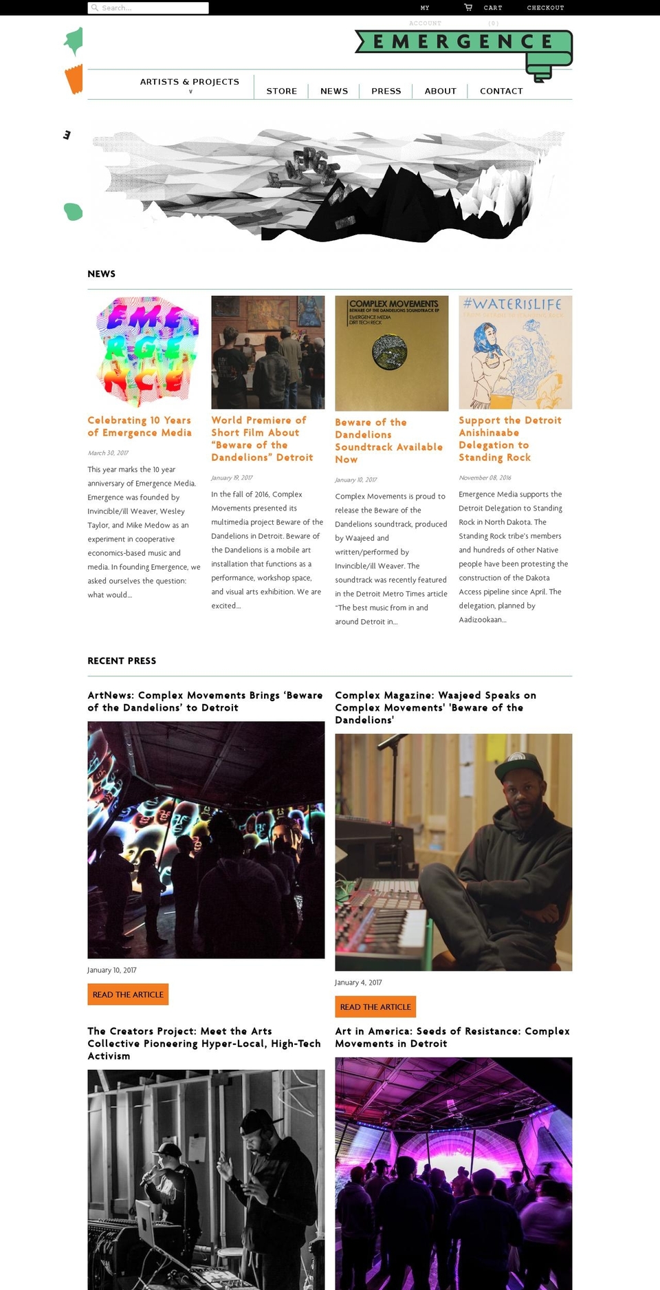 emergencemusic.net shopify website screenshot