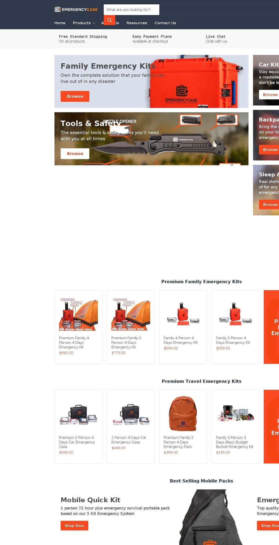 emergencycasestore.com shopify website screenshot