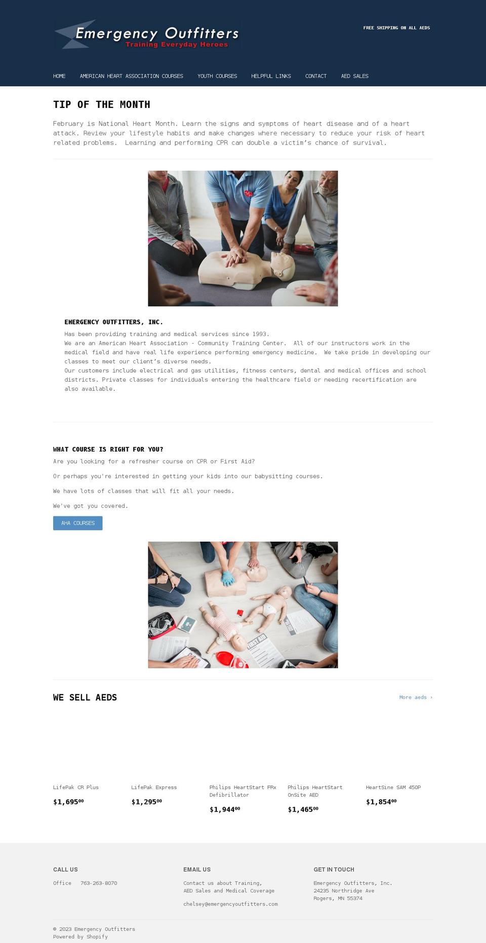 emergencyoutfitters.com shopify website screenshot