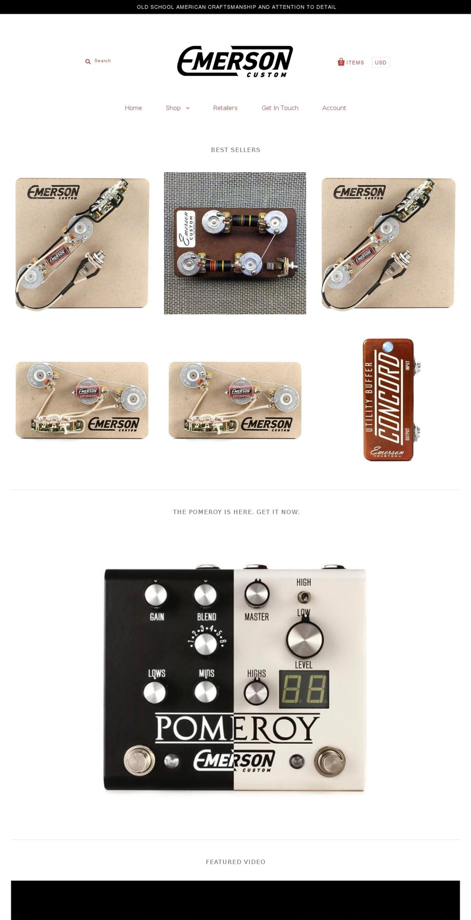 emersoncustomguitars.com — Shopify storefront screenshot