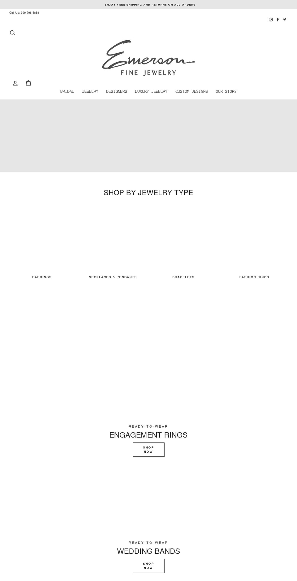 GemFind Silver Theme Shopify theme site example emersonfinejewelry.com