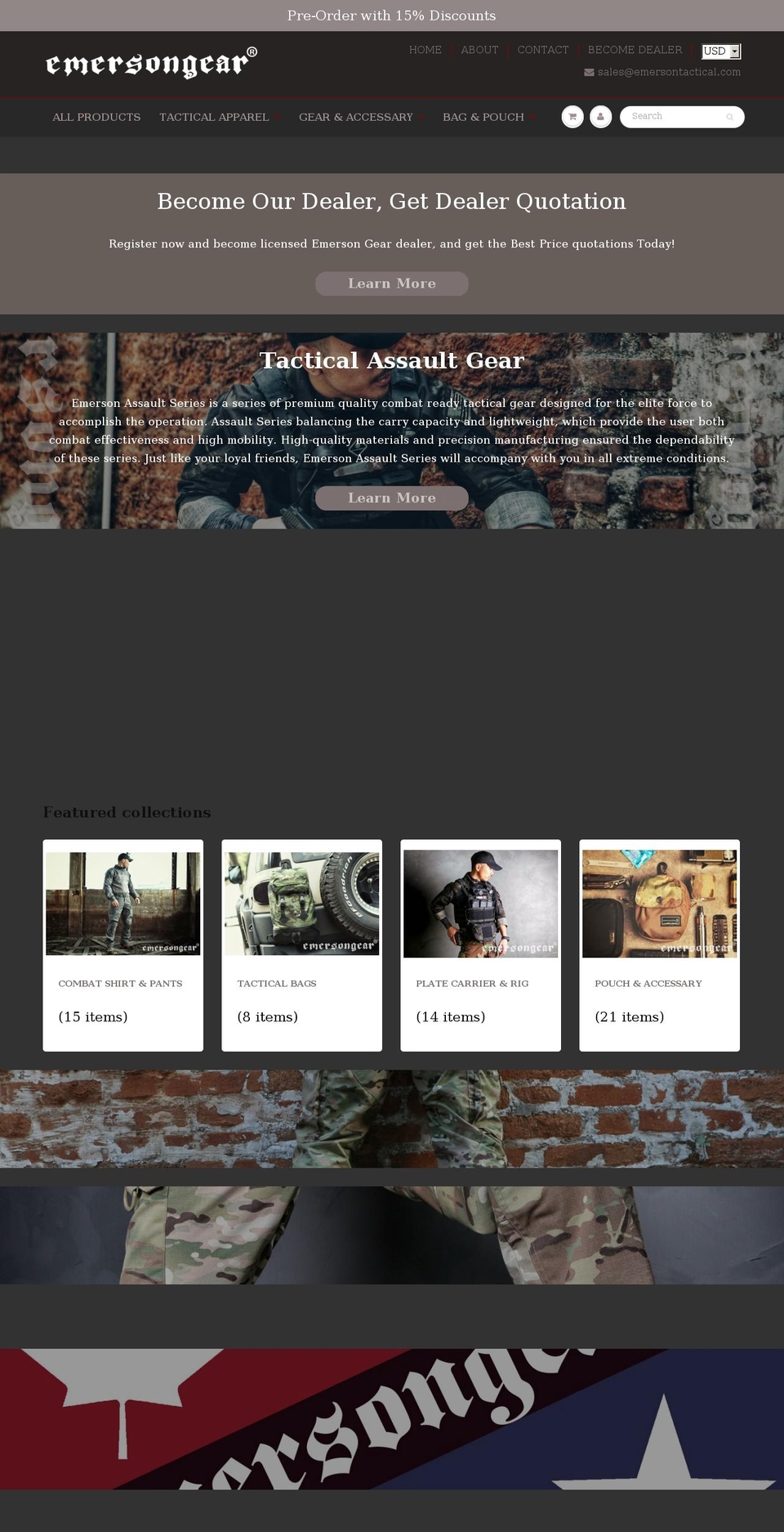 emersontactical.com shopify website screenshot