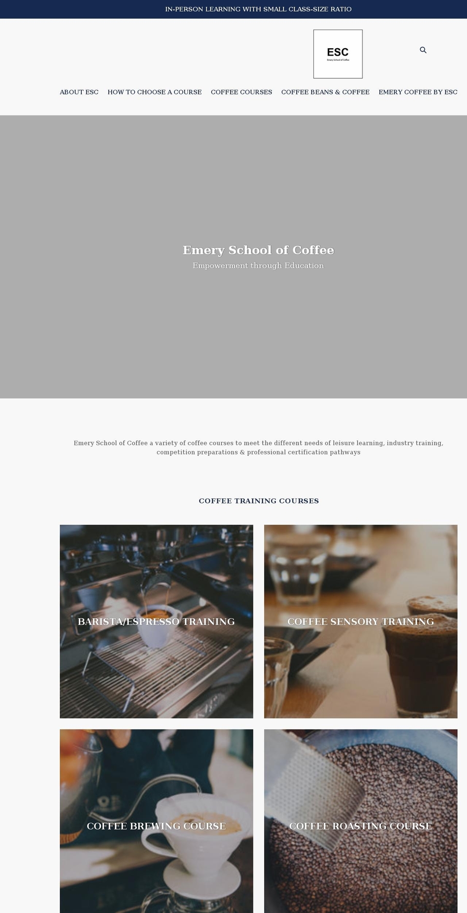 emeryschoolofcoffee.com — Shopify storefront screenshot