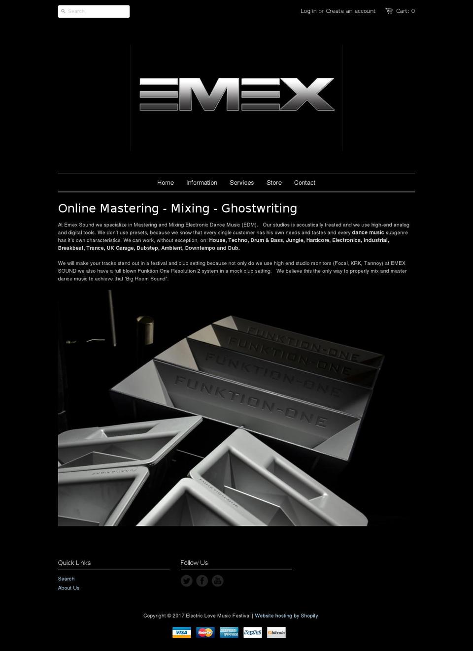 emexsound.com shopify website screenshot