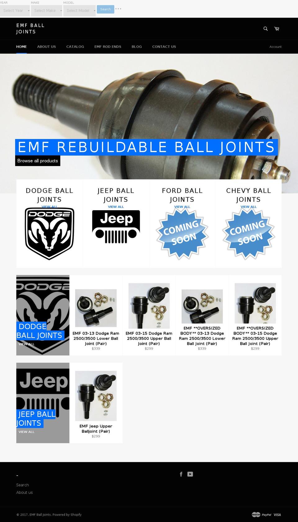 emfballjoints.com shopify website screenshot