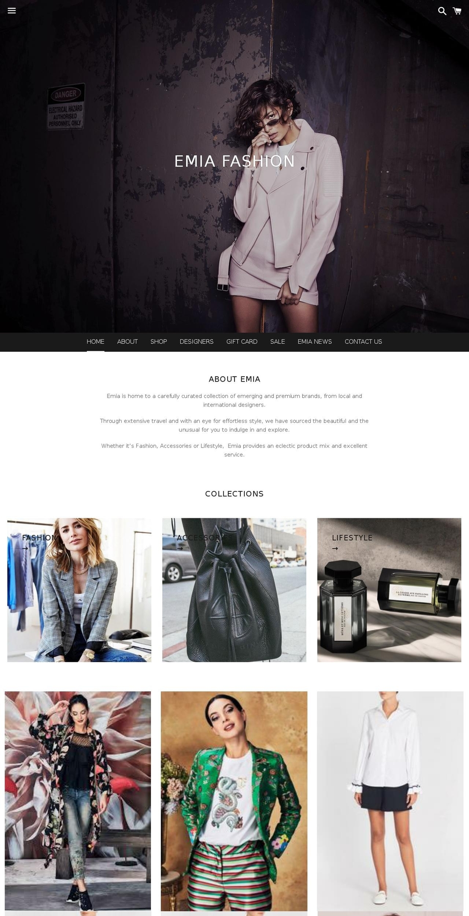 emiafashion.com.au shopify website screenshot