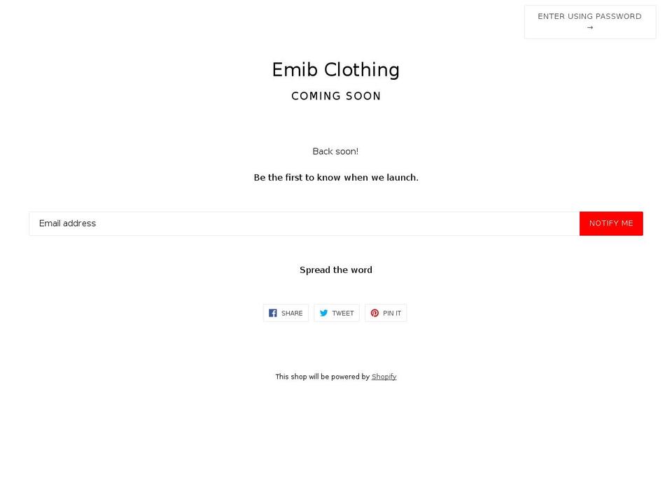 emibclothing.co.uk shopify website screenshot