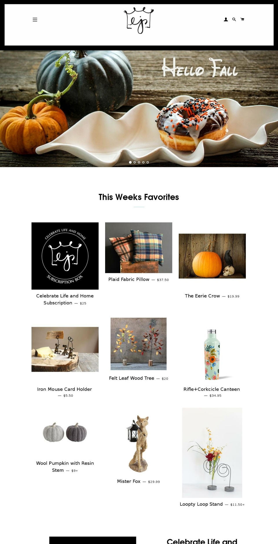 emiejames.com — Shopify storefront screenshot