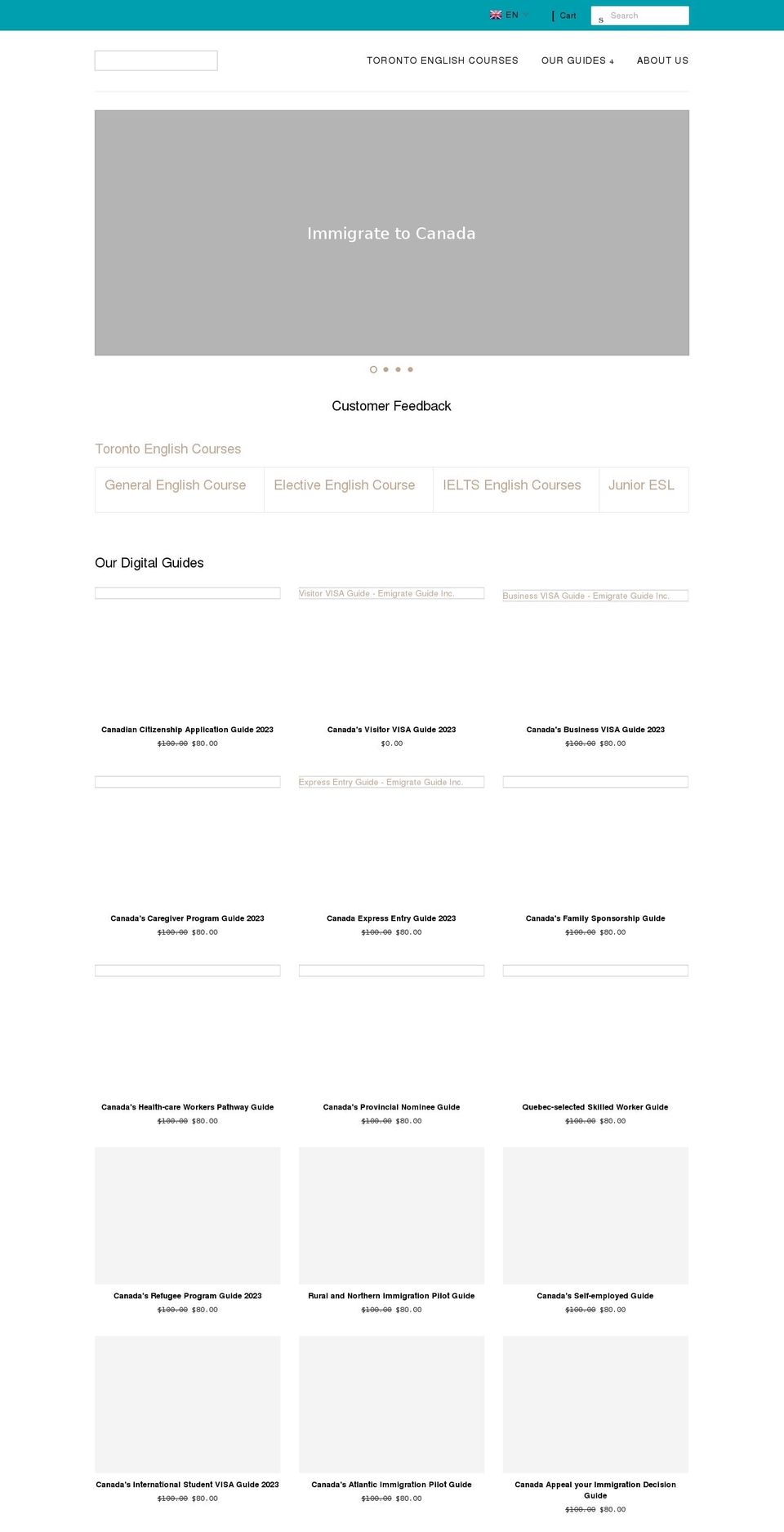 emigrateguide.com shopify website screenshot